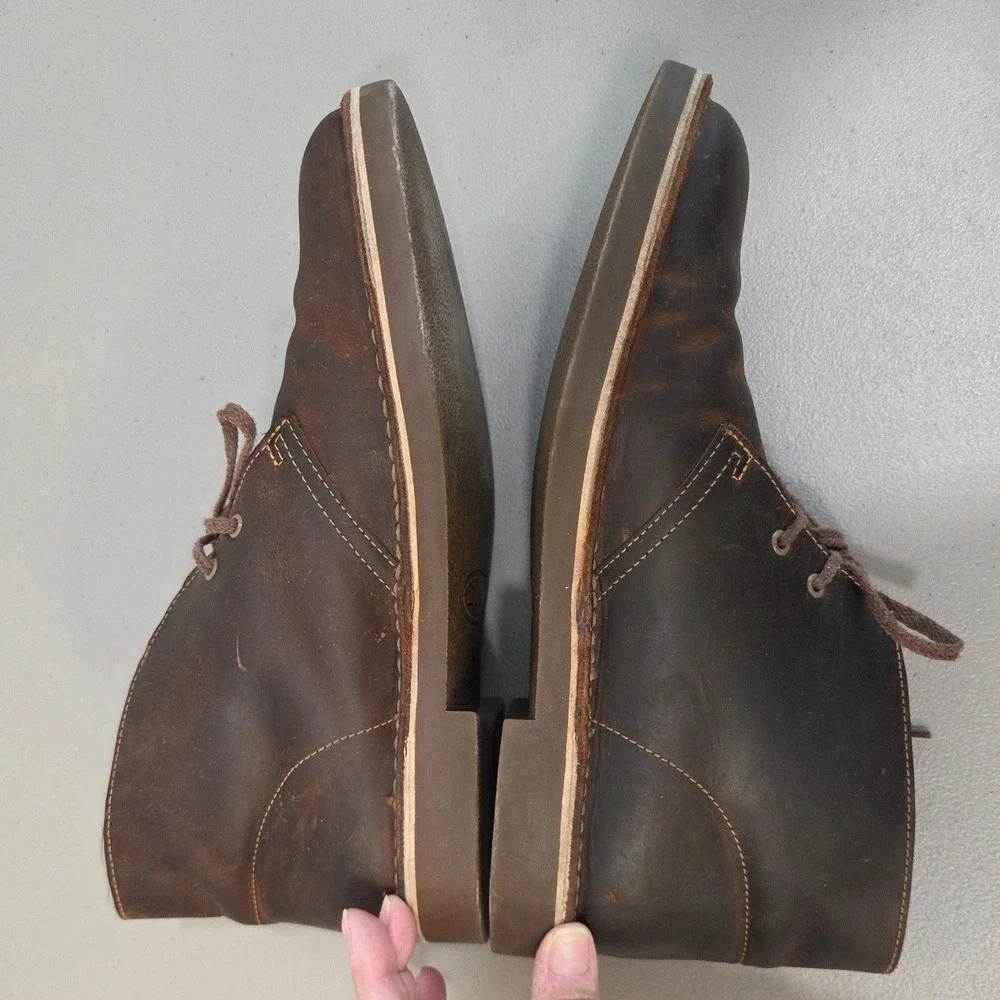 Clarks Mens Brown Leather Desert Chukka Boots 9‎ Crepe Sole Ankle Casual Rustic